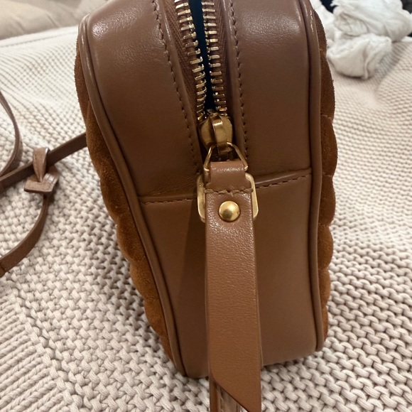 Saint Laurent Tan Suede Quilted Crossbody Bag - Picture 3 of 8